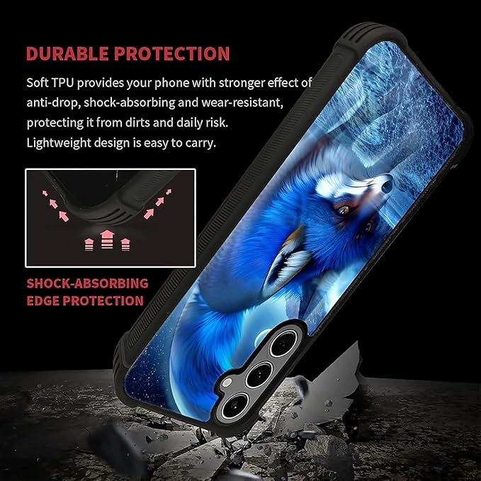 for Samsung Galaxy S24 S25 Plus Case, Snowy Mountain Fox Lake Pattern Graphic Design Girl Boy Soft Silicone Hard Acrylic Shock Protection for Samsung Galaxy S24 S25 Plus