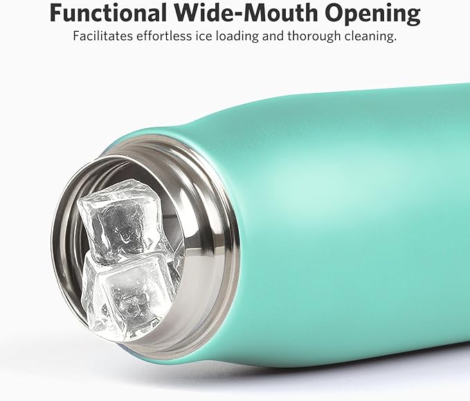 Water Bottle with Portable Lid Metal Thermos Vacuum Insulated Stainless Steel | Reusable Leak Proof Flask | 17oz