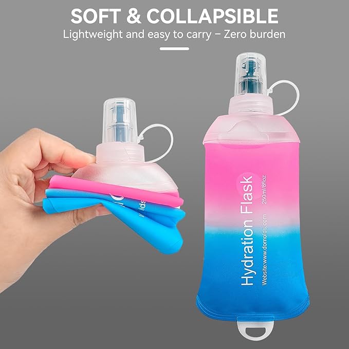 500ml Soft Flask Soft Water Bottle for Running, Hiking, Travelling, Cycling and Climbing - TPU Material - Gradient Pink