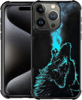 for iPhone 16 Pro Max Case, Blue Breathing Wolf Pattern Graphic Design Girl Boy Soft Silicone Hard Acrylic Shock Protection for iPhone 16 Pro Max
