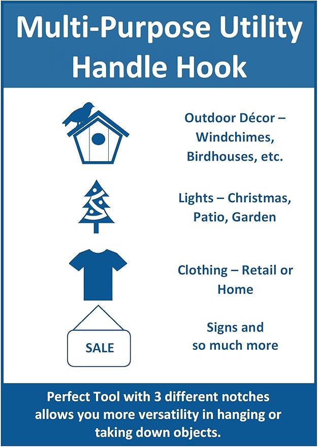 JSP Manufacturing Multi-Purpose Plastic Utility Hook Screw On Pole Attachment (Pole NOT Included) - Hang Christmas Lights, Bird feeders, Sting Lights, Ropes, Boat Lines (3, Yellow)