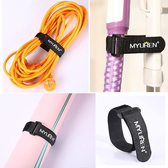 1"x 12"-12 Pack Reusable Fastening Cable Straps with Buckle Adjustable Hook and Loop Securing Strap Multi-Purpose Cinch Strap for Cord Management