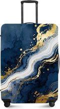 ANNA QUEEN Blue Abstract Marble Travel Luggage Cover -Stretchable Airplane Suitcase Protector Sleeve,Universal Washable Fit for 20-22 Inch Checked Baggage,Water Resistant Durable Luggage Protector