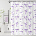 Purple Bow Shower Curtain, Lavender Modern Aesthetic Bowknot with Polka Dot Cute Girly Bathroom Curtain Waterproof Fabric Machine Washable with Hooks, 65" Wx72 L