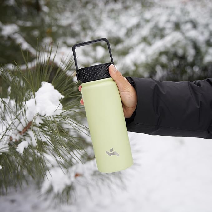 Konokyo 40oz Insulated Water Bottle Stainless Steel Sport Bottles with 3 Lids,Macaron Green