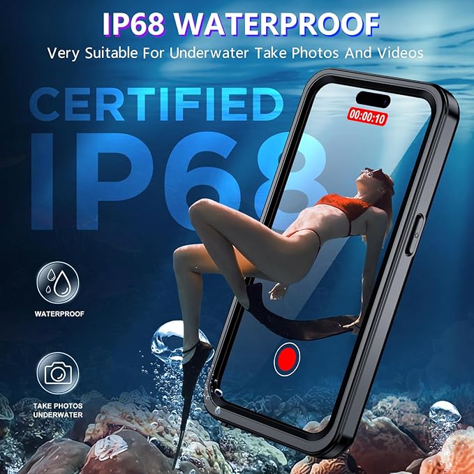 2025 New Designed for iPhone 15 Pro Max Case Waterproof, [Compatible With MagSafe][Built-in Screen & Camera Protector][Full Body Shockproof][IP68 Underwater][Dustproof][Dropproof] Phone Case 6.7"