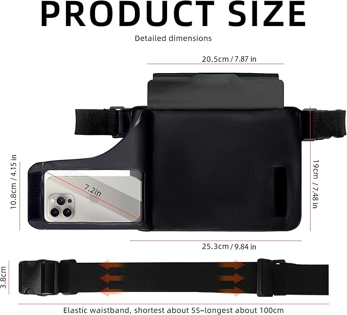 Waterproof bag Fanny Pack with Phone Case, Water proof Phone Pouch Dry Bag Keep Valuables Safe for iPhone Samsung, Adjustable Waist Strap and Screen Touch Sensitive for Swimming Boating Beach Fishing