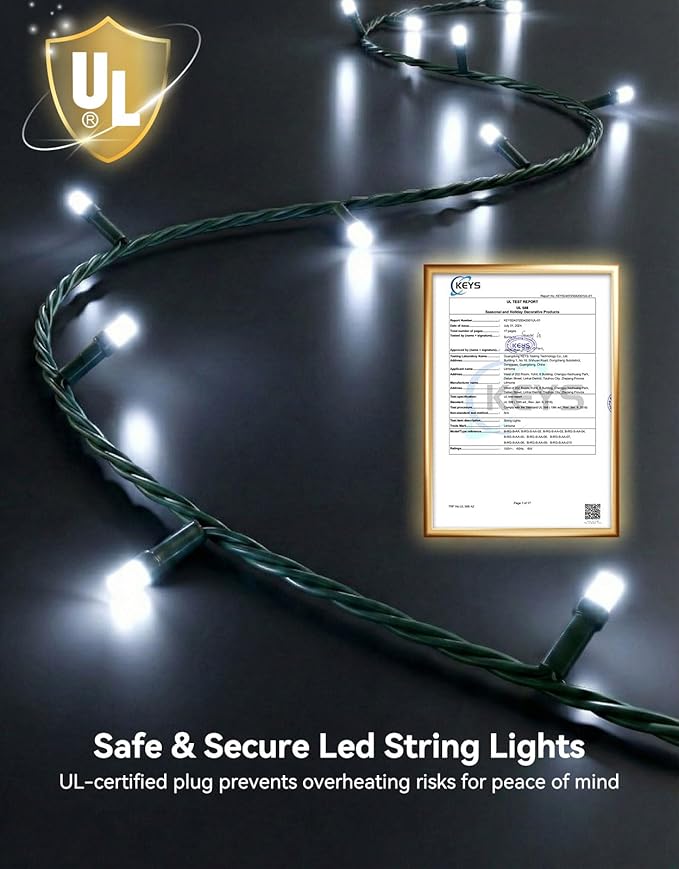 LitHome 164FT 500 LED String Lights Outdoor Indoor, 8 Modes Waterproof Christmas String Lights with Timer & Memory Function, Outdoor Christmas Lights Green Wire for Xmas Tree Party Garden, White