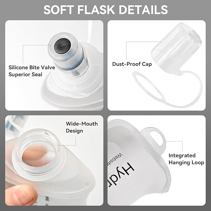 150ml Soft Flask Soft Water Bottle for Running, Hiking, Travelling, Cycling and Climbing, TPU Material, BPF-Free - White