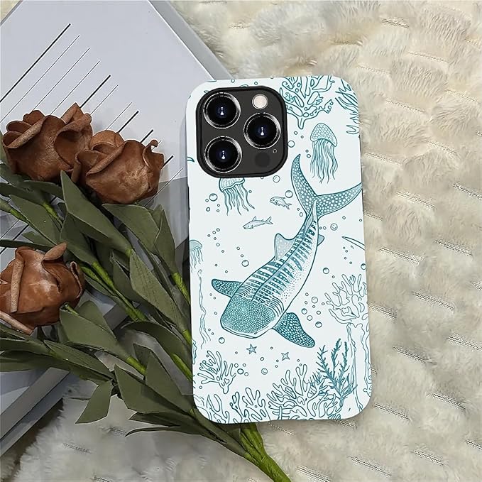 for iPhone 12 Pro Max Case,HH2 Ocean Whale Shark Hybrid 2 Layer Hard Shell Silicone Protective Pattern Design Case