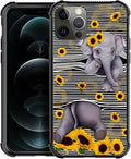 for iPhone 11 Pro Max Case, Cute Little Elephant Sunflower White Line Art Pattern Graphic Design Girl Boy Soft Silicone Hard Acrylic Shock Protection for iPhone 11 Pro Max