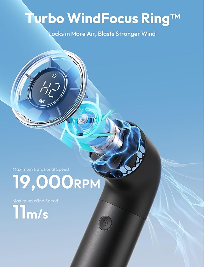 Aecooly Portable Handheld Fan, Powerful Turbo Mini Fan, 19000 RPM High Speed Aero Pro, 15H Max Cooling Time, 6 Speeds Aluminum Case, Pocket Rechargeable Personal Small Travel GIfts for Women-Black