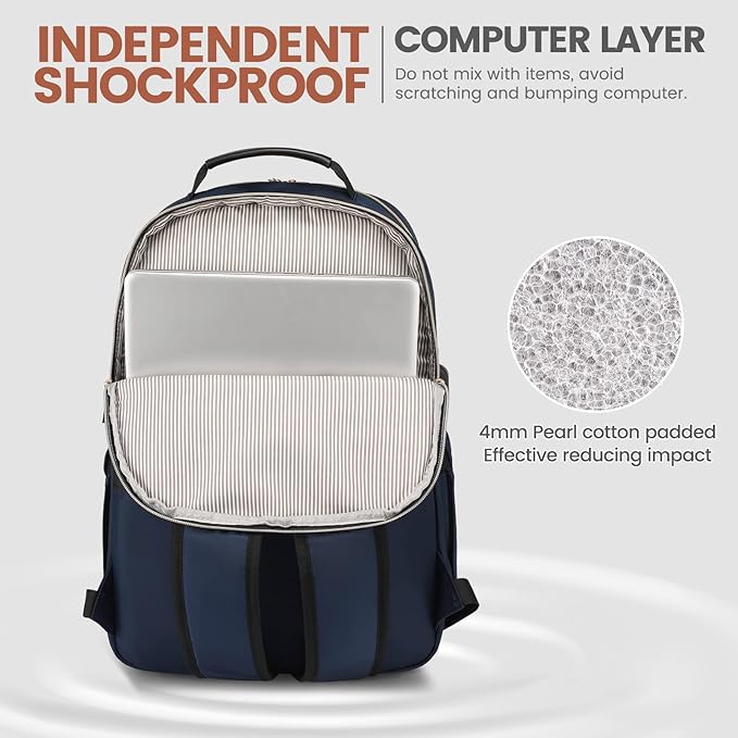 LOVEVOOK Laptop Backpack for Women 18.4 inch,Cute Womens Travel Backpack Purse,Professional Laptop Computer Bag,Waterproof Work Business College Teacher Bags Carry on Backpack with USB Port,Navy Blue