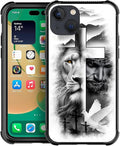 for iPhone 13 Case, Lion Cross Jesus Christ Dove Pattern Graphic Design Girl Boy Soft Silicone Hard Acrylic Shock Protection for iPhone 13