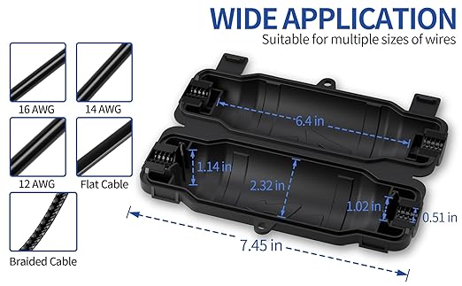 9 Pack Outdoor Extension Cord Safety Cover with Waterproof Seal IP54 Water-Resistant, Weatherproof Electrical Connection Box with 2 Latches, Plug, Socket, Holiday Decoration Light, Black