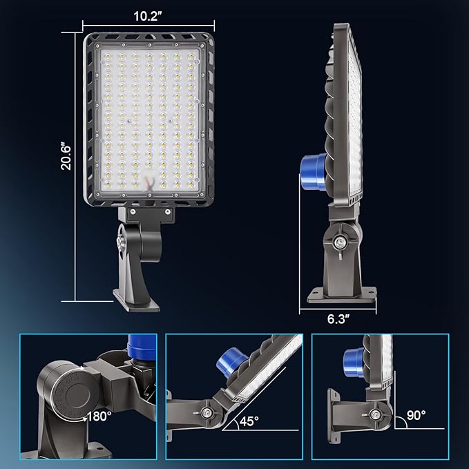 240W LED Parking Lot Light, 36000LM 5000K Adjustable Wall Mount Security Flood Lights with Dusk to Dawn Photocell, IP66 Waterproof Shoebox Light for Street, Yard