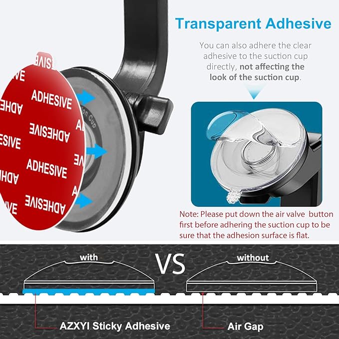 AZXYI Very High Bond Sticky Adhesive, 6 Pack Dashboard Pad Mounting Disk Adhesive Replacement Kit, Double-Sided Stickers for Suction Cup Dashboard Phone Holder & Windshield Car Mount