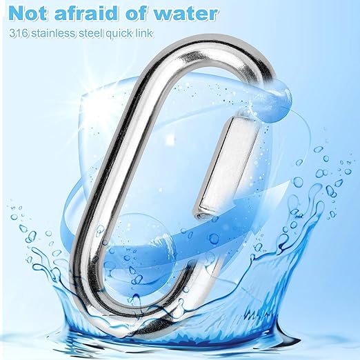 4Pcs 3 Inch 304(18-8) Heavy Duty Stainless Steel Screw Chain Quick Links, High Strength Carabiner for Big Chain Connecting, Hammock Hanging, Hiking, Camping