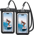Lamicall 2Packs Waterproof Phone Pouch, Beach Bags, Vacation Essentials for Wemen Men, Cruise Essentials 2026, Gifts for Travel Beach Sandproof Ship Accessories, Black & Black