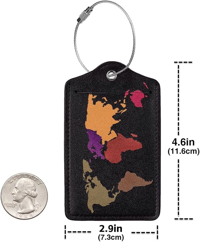 World Map Luggage Cover for Suitcase and Luggage Tag Combination, Elastic Washable Anti-Scratch Protector, Travel Birthday Gift for Men Women (XL 29-32 Inch Luggage)