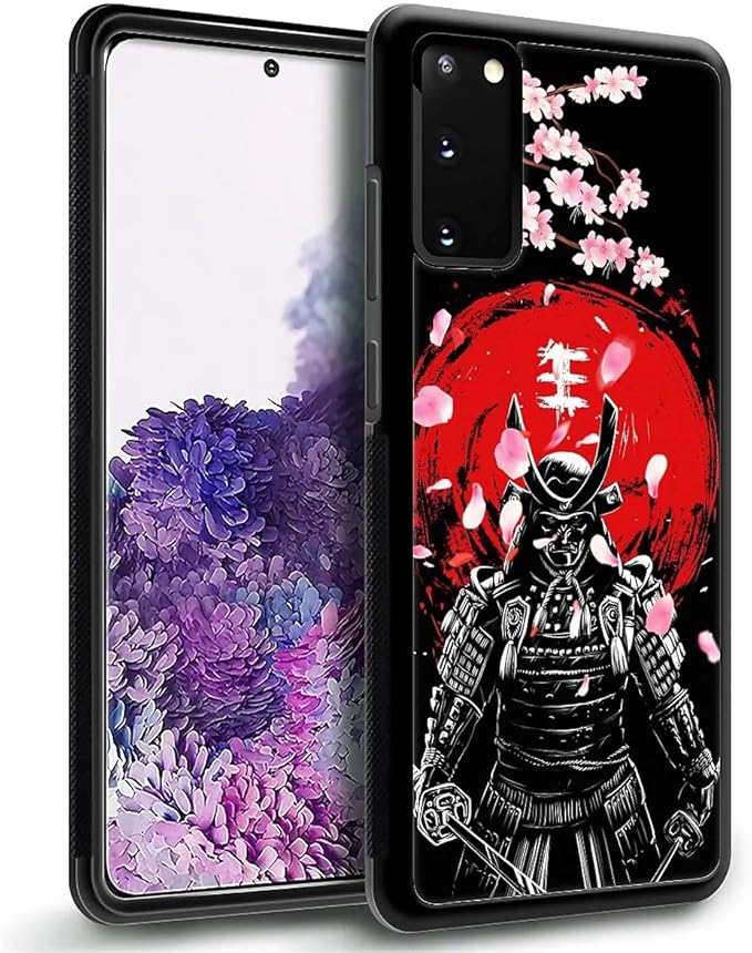 for Samsung Galaxy S20 Plus Case, Sakura Japanese Samurai Pattern Graphic Design Girl Boy Soft Silicone Hard Acrylic Shock Protection for Samsung Galaxy S20 Plus