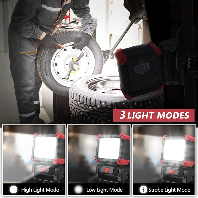 Tresda LED Rechargeable Work Light with Clamp, 2Pack 2100LM COB Magnetic Work Light with 3 Light Modes, 270° & 180° Rotation, Waterproof, Perfect for BBQ, Jobsite, Workshop, Car Repairing