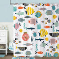 Kid Shower Curtain, Colorful Cartoon Tropical Fish Ocean Beach Theme Bath Curtain Waterproof Fabric Machine Washable with Hooks, 36" Wx72 L