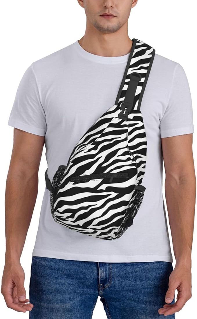 Animal Zebra Print Sling Bag For Women Men Fashion Backpack Crossbody Shoulder Bag Sling Backpack Chest Bag Travel Hiking Casual Sport Daypack