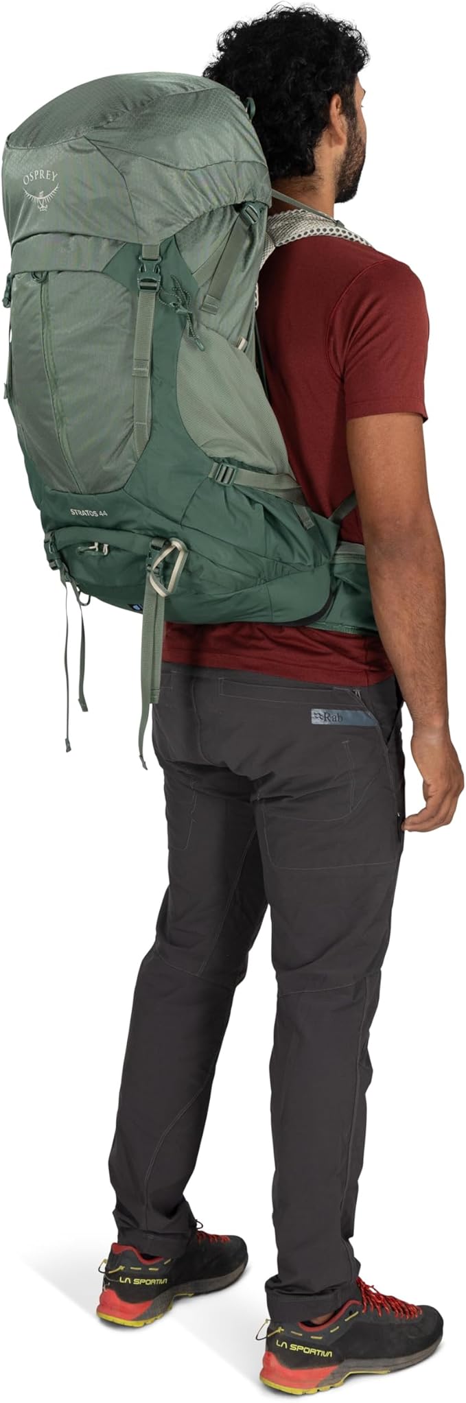 Osprey Stratos 44L Men's Hiking Backpack - Lightweight Backpacking Pack with Waterproof Raincover - Camping Bag, Raven Black