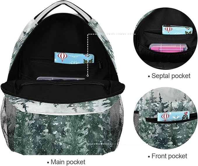 Winter Forest Kids Backpack Pinewood Tree School Backpacks Boy Girl Preschool Book Bag