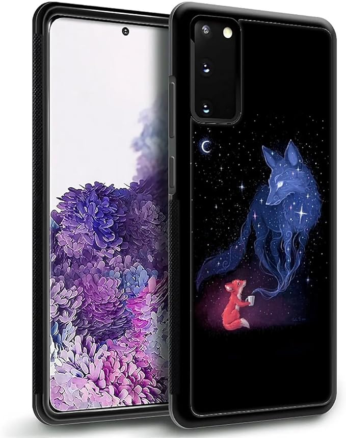 for Samsung Galaxy S20 Case, Galaxy Fox Wolf Pattern Graphic Design Girl Boy Soft Silicone Hard Acrylic Shock Protection for Samsung Galaxy S20
