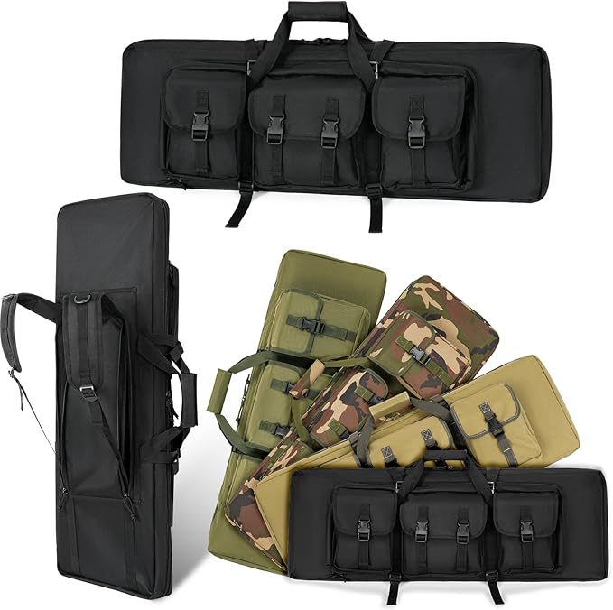 DULCE DOM 32/36/42/48/52 inch Double Rifle Case Soft Gun Bag for Rifles Pistols Storage & Transportation, All Around Shooting Range Tactical Backpack for Hunters Shooters, Gift for Boyfriend, Husband