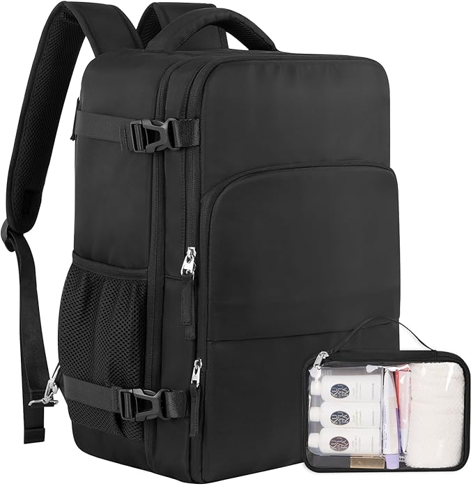 Sinaliy Travel Backpack for Men Women, Personal Item Travel Bag with Multi-Pockets, Airline Approved Carry on Backpack Fits 16inch Laptop, Waterproof Casual Backpack for College,Travel, Work