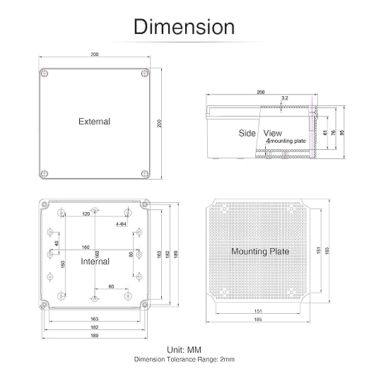 QILIPSU Outdoor Junction Box IP67 Waterproof Project Box ABS Plastic Weatherproof Electrical Enclosure Clear Cover (7.9"x7.9"x3.7" CC)