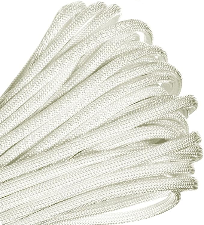 Paracord Planet Solid Color 550lb Paracord – 7 Strand Type III Nylon Cord for Indoor and Outdoor Tasks – White (25 ft)