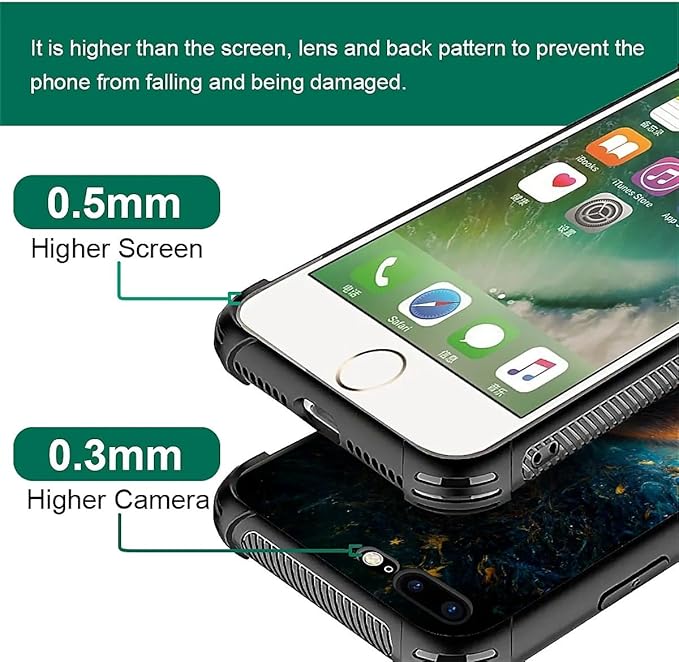 for iPhone 7 Plus/8 Plus Case, Star Cave Hungry Wolf Pattern Graphic Design, Soft Silicone Hard Acrylic Shock Protection