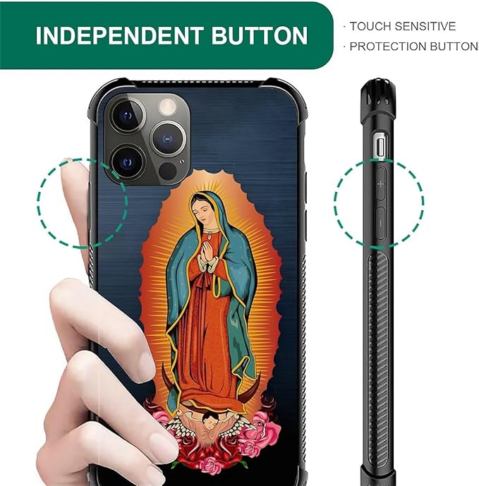 for iPhone 11 Pro Max Case, Red Virgen Guadalupe Pattern Graphic Design Girl Boy Soft Silicone Hard Acrylic Shock Protection for iPhone 11 Pro Max