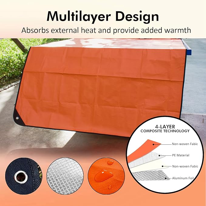 4 Pack Upgrade Survival Blanket – Insulated Thermal Reflective Tarp - 60" x 82". All-Weather, Reusable Emergency Blanket for Car or Camping, Orange