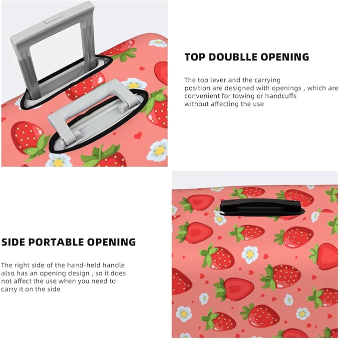 Cute Strawberry and Floral Print Elastic Luggage Cover, Suitcase Protector For Travel (Fits 29-32 Inch Luggage)