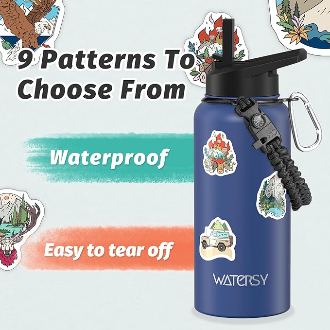 32oz Insulated Water Bottle (Cold for 48 Hrs),BPA Free&Leak Proof,Stainless Steel Water Flask,Water Jug with Straw Spout Lids for Gym,Hiking,Travel,Deep Blue
