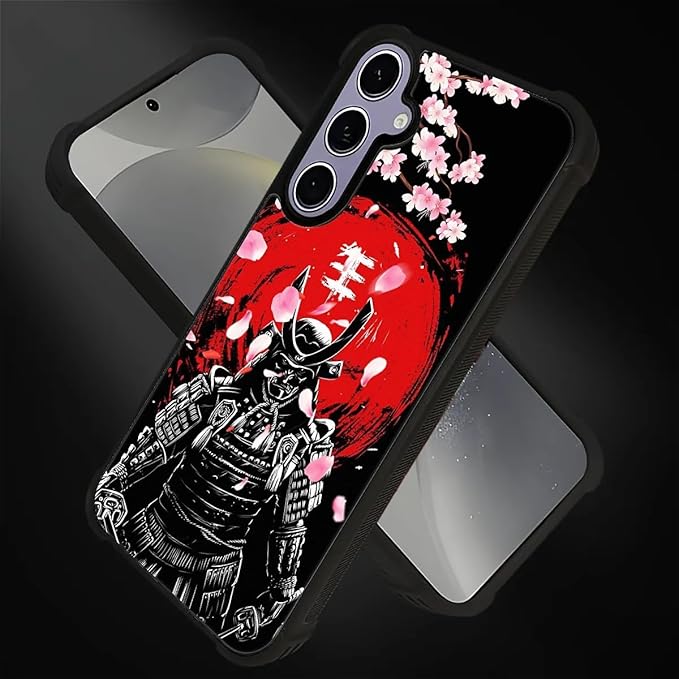 for Samsung Galaxy S24 S25 Case, Sakura Japanese Samurai Pattern Graphic Design Girl Boy Soft Silicone Hard Acrylic Shock Protection for Samsung Galaxy S24 S25