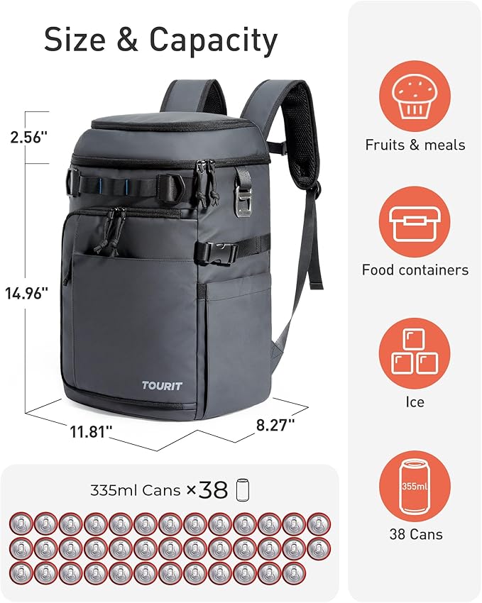 TOURIT Cooler Backpack Lightweight Insulated Backpack Cooler Leak-Proof for Men and Women, Sports Fan Coolers