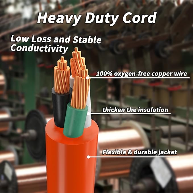 PlugSaf 6 FT 2 Pack 12/3 Gauge Heavy Duty Outdoor Extension Cord Waterproof with Lighted, Flexible Cold Weather 3 Prong Electric Cord Outside, 15A 1875W 125V 12AWG, Orange, ETL Listed