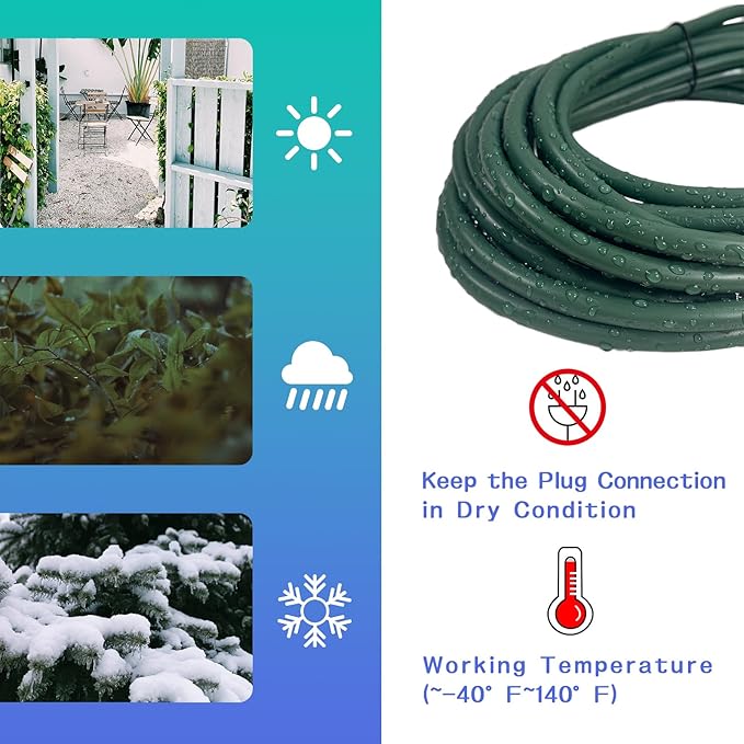 Indoor Outdoor Extension Cord 10 FT, 16/3 SJTW Weatherproof Green Electrical Cords, 13 AMP Heavy Duty 3 Prong Power Cable Great for Garden, Landscaping & Holiday Decorations