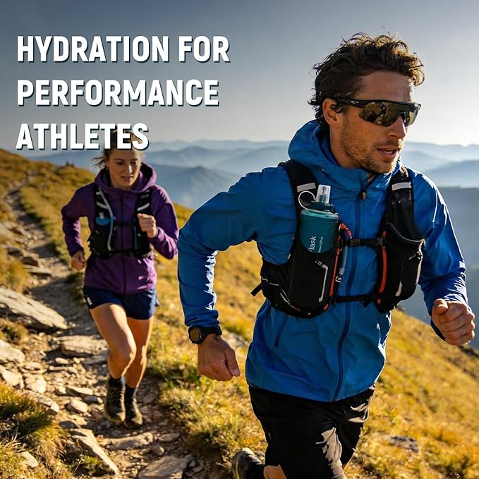 Soft Flask 700ML, TPU Collapsible Soft Water Bottle for Hydration Pack, Running Vest, Folding Water Bottle for Hiking, Cycling Hydration Flask - Slate Blue