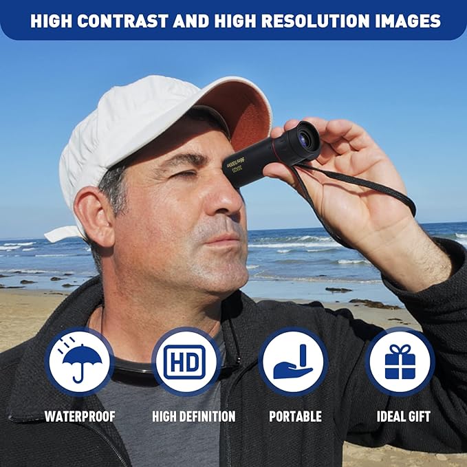 HDAJY Mini Monocular Telescope, Upgrade 30 x 25 HD Monoculars for Adults High Powered, Be Used for Stargazing, Hunting, Black