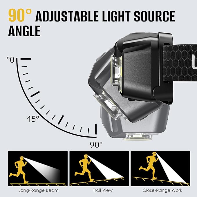HOKOILN 3-Pack LED Headlamp Rechargeable with Green & Red Light -1300 Lumen Ultra-Bright Flashlight Headlight for Camping, Running, Hiking, Fishing - Waterproof with 7 Modes