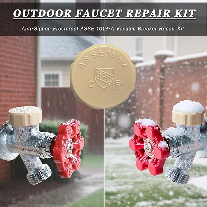 Outdoor ASSE 1019-A Vacuum Breaker Replacement Kit, Outside Faucet Repair Kit, Anti-Siphon Frost-Free Hose Bib Sillcock Valve Faucet Fitting Repair Kit for VACVBKX1B (1 Pack Vacuum Breaker Repair Kit)