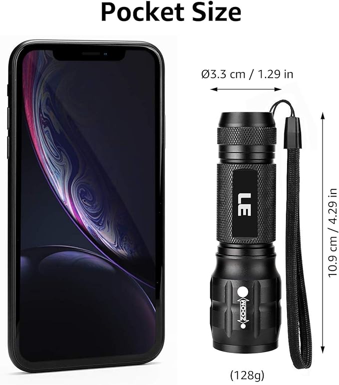 Lighting EVER LED Flashlights High Lumens, Small Flashlight, Waterproof, Adjustable Focus Flash Light for Outdoor, Emergency, AAA Batteries Included, Tactical & Camping Accessories