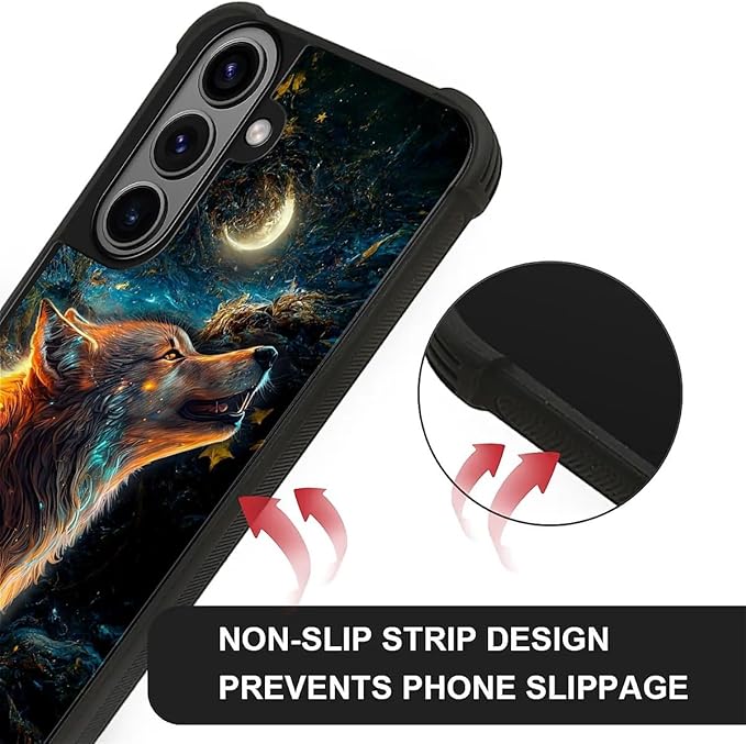 for Samsung Galaxy S26 Plus Case,Graphic Design for Girl Boy Soft Silicone Hard Acrylic Shock Protection Designed for Samsung Galaxy S26 Plus Star Cave Hungry Wolf Pattern